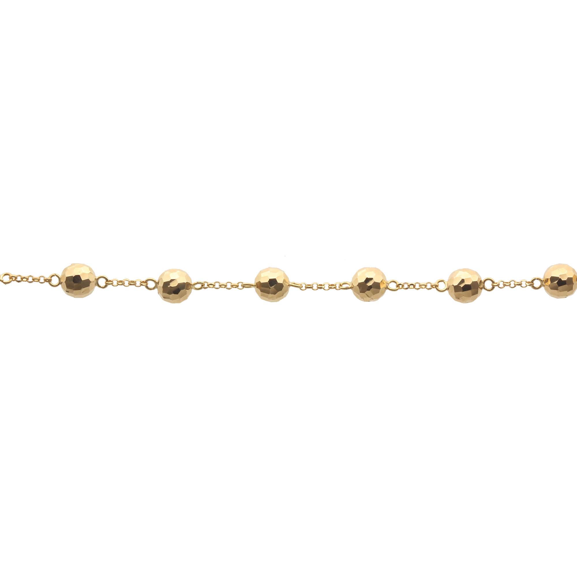 Pulseira Bola 7mm Diamantada 20cm Ouro 18k