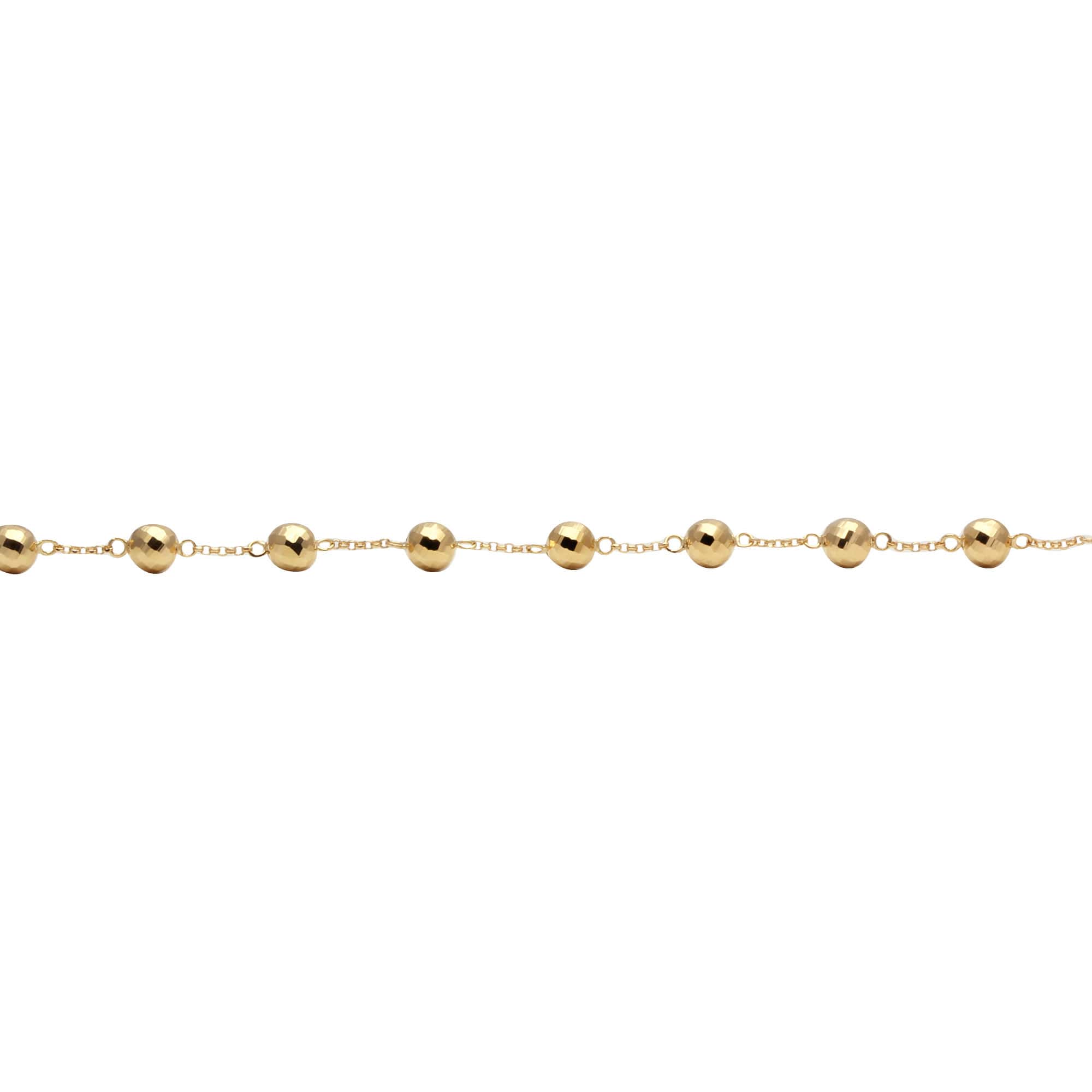 Pulseira Bola Diamantada 5mm Ouro 18k
