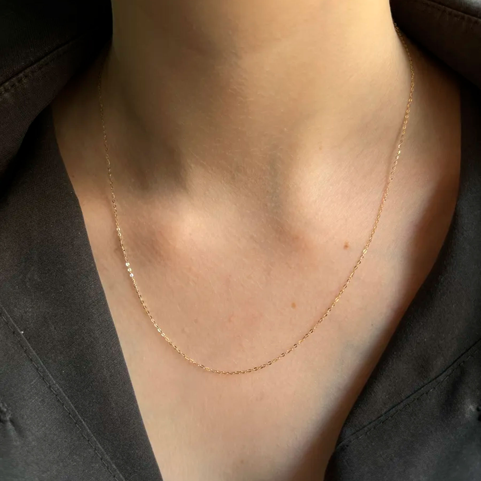 Corrente Americana Fina 45cm Ouro 18k