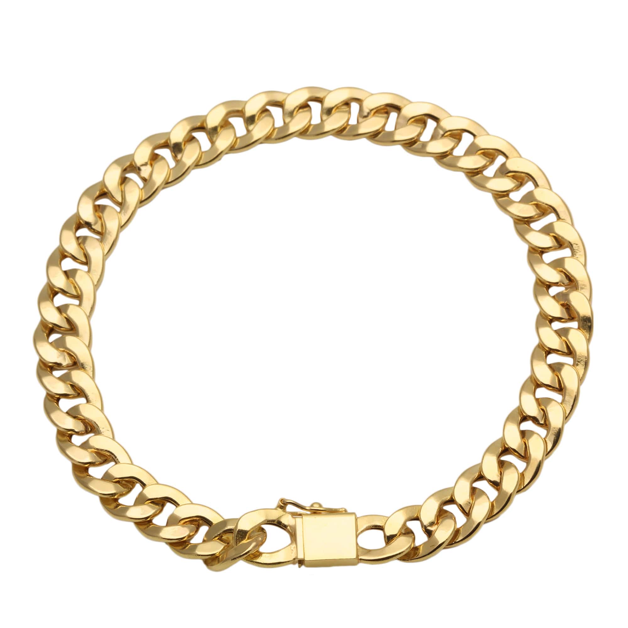Pulseira Groumet Achatada 22cm Ouro 18k