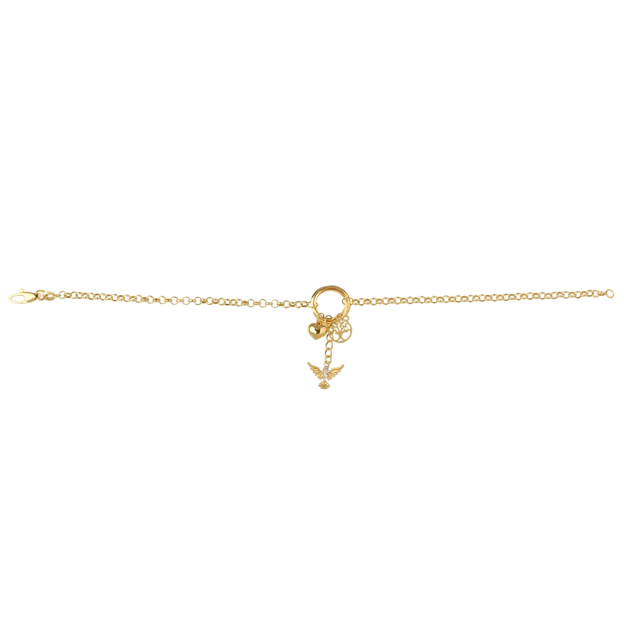Pulseira Portuguesa Espírito Santo com Arvore da Vida Ouro 18k