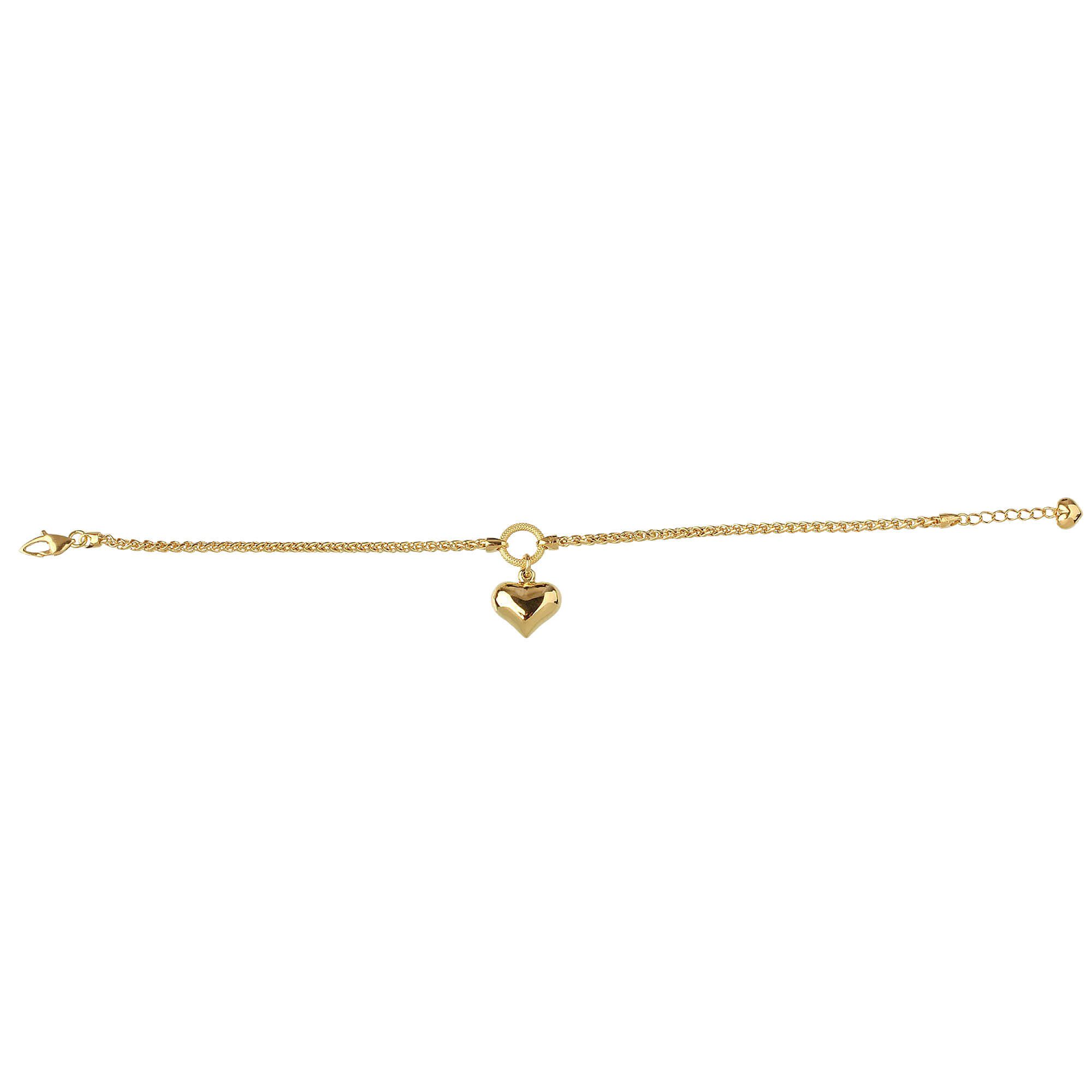 Pulseira Palmeira com Coração Ouro 18k