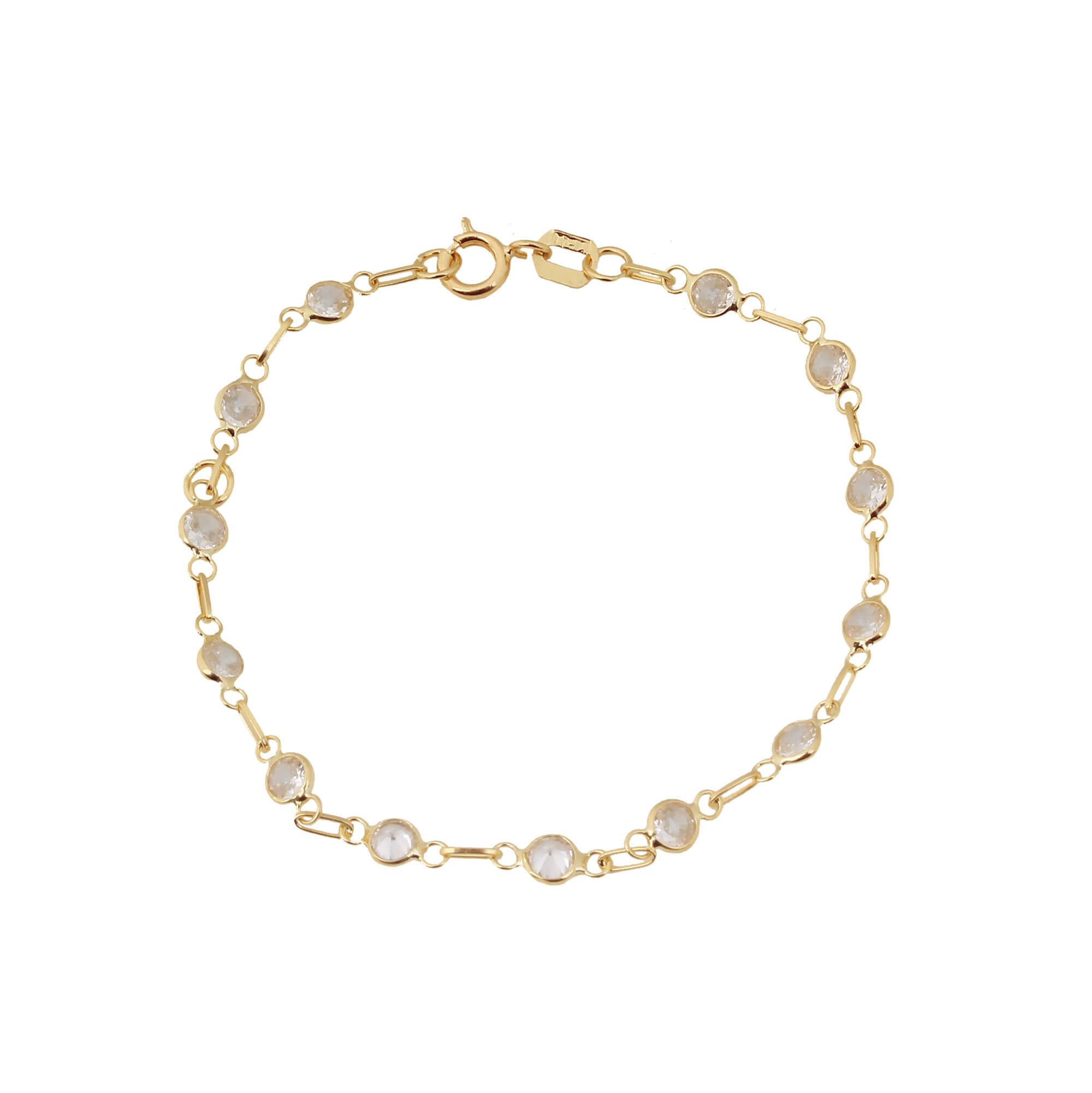 Pulseira Infantil Com Pedras em Ouro 18k