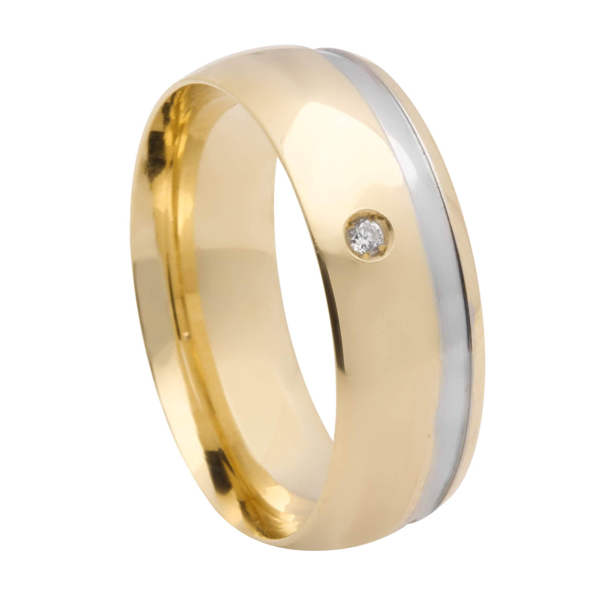 Aliança Comfort com 1 pedra de Zircônia Ouro 18k