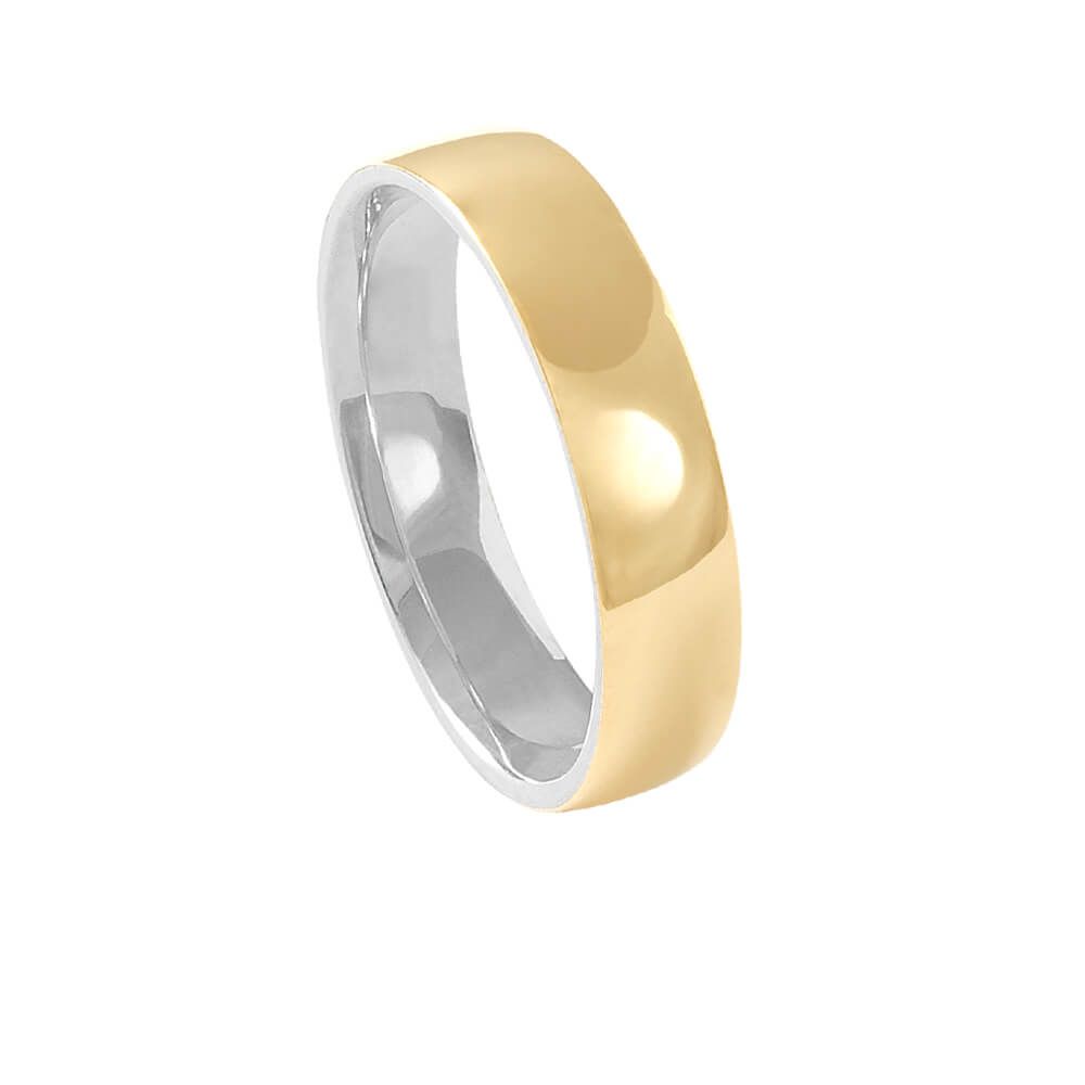 Aliança Ouro 750 e Prata 925 Confort 5mm Ouro 18k