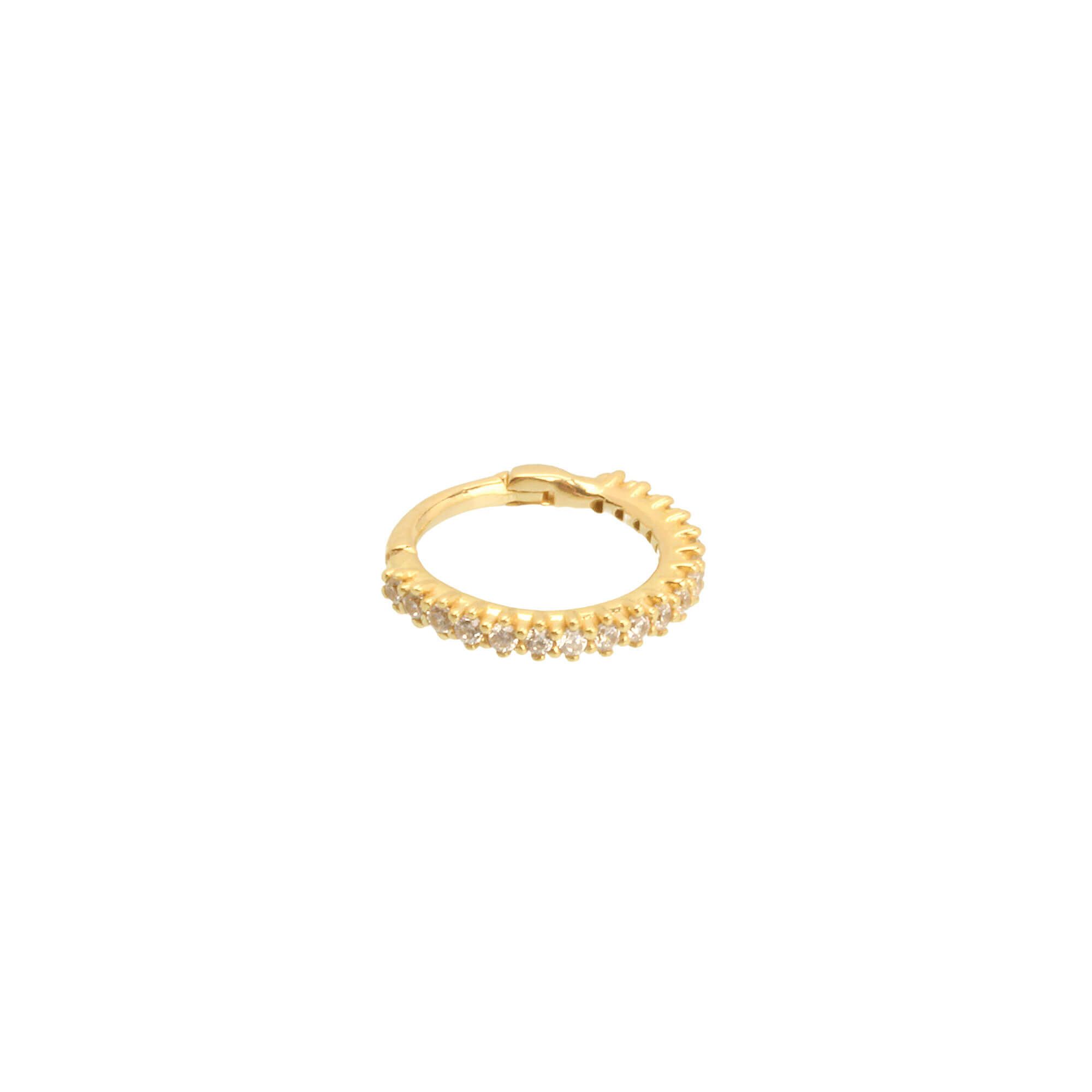 Piercing Argola Redonda Cravejada Ouro 18k