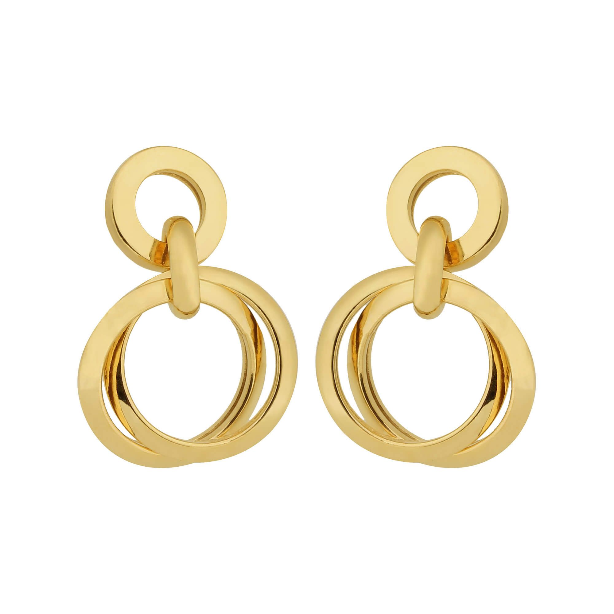 Brinco Elos Redondo Duplo Ouro 18k