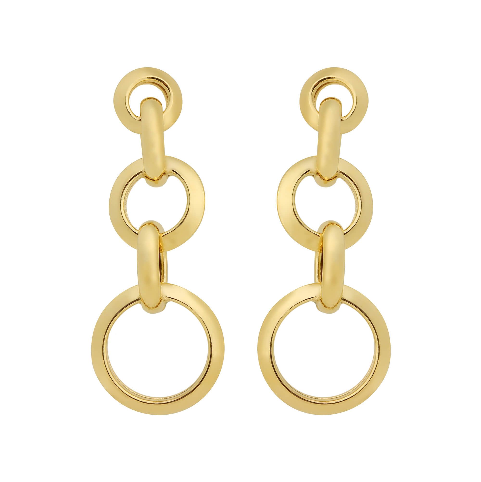 Brinco Elos Redondos Lisos em Ouro 18k