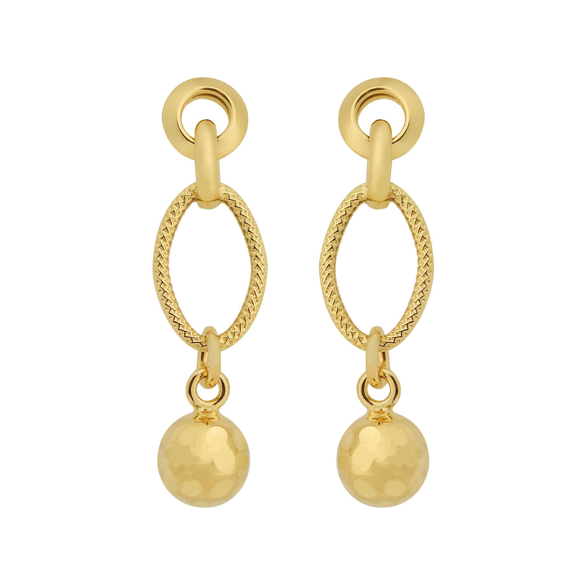 Brinco Elos com Bolinha em Ouro 18k