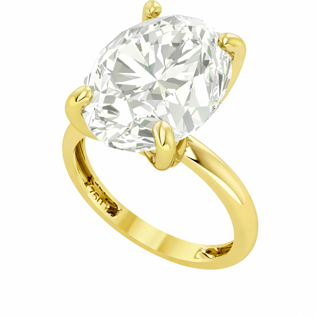 Anel Solitário Diamante Moissanite 15x11mm Ouro 18k