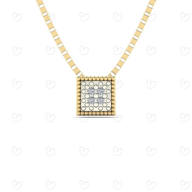 Gargantilha em Ouro 18k/750 Chuveiro Quadrado com Diamante