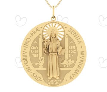 Pingente em Ouro 18k/750 São Bento Medalha Grande