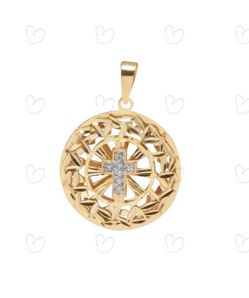 Pingente em Ouro 18k/750 Mandala com Cruz de Diamantes