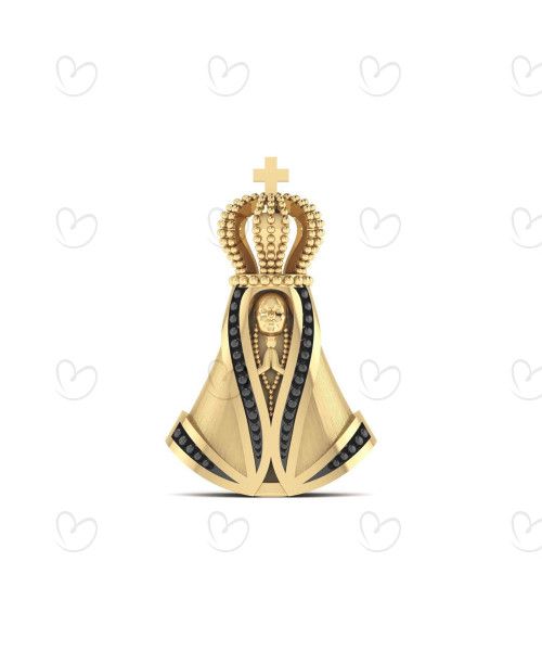 Pingente em Ouro 18k/750 Nossa Senhora Aparecida com Manto Liso Pequeno