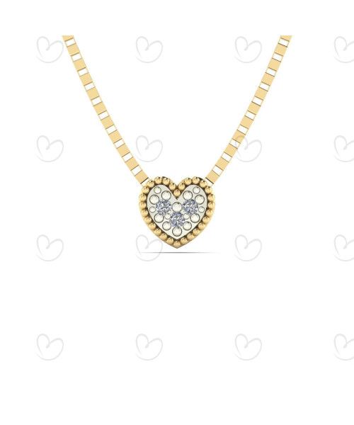 Gargantilha em Ouro 18k/750 Chuveiro Coração com Diamante e Veneziana