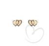 Brinco em Ouro 18k/750 Coração Duplo Diamantado com Ródio