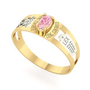 Anel Formatura Ciências Contábeis Oval 3mm x 5mm Ouro 18k