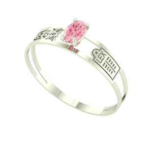 Anel Formatura Aro Duplo Oval Ciências Contábeis Ouro Branco 18k