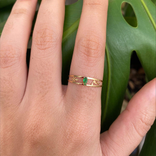 Anel Formatura Aro Duplo Gota Pequena Educação Física Ouro 18k