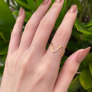 Anel Curvas Liso Ouro 18k