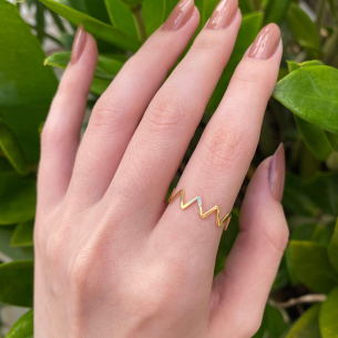 Anel Zig Zag Liso Ouro 18k