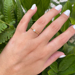 Anel Solitário Clássico com Diamante Natural 3.2mm Ouro 18k