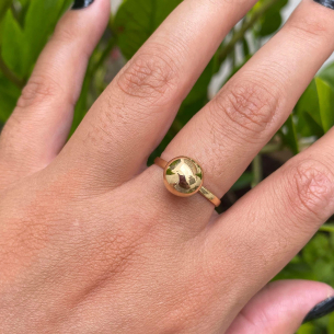 Anel Bola Lisa 9mm Ouro 18k