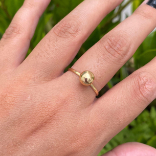 Anel Bola Lisa 7mm Ouro 18k