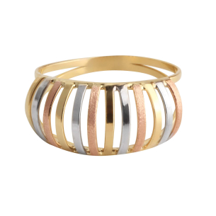 Anel Aro Duplo Tricolor Ouro 18k