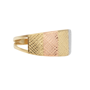 Anel Aro Duplo Três Cores Diamantado Ouro 18k