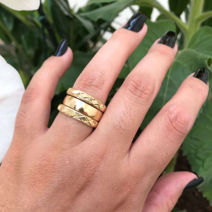 Anel Par de Aparador Diamantado Ouro 18k