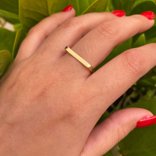 Anel Xuxa Liso com Aro Quadrado Ouro 18k