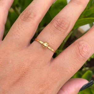 Anel Bola 5mm Diamantada Ouro 18k