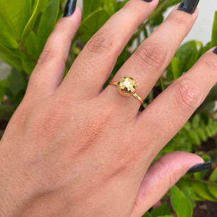 Anel Bola 9mm Diamantada Ouro 18k