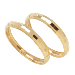 Anel Par de Aparador com Detalhe Diamantado Ouro 18k