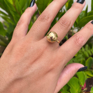 Anel Bola 12mm Diamantado Ouro 18k