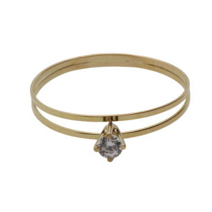 Anel Solitário com Zircônia Aro Duplo 3mm Ouro 18k