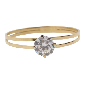 Anel Solitário com Zircônia Aro Duplo 5mm Ouro 18k
