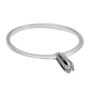 Anel Solitário com Zircônia 2mm Ouro Branco 18k