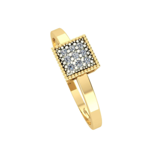 Anel Chuveiro Quadrado com Banho em Ródio e Diamante Ouro 18k