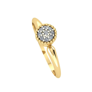 Anel Chuveiro Redondo com Banho em Ródio e Diamante Ouro 18k
