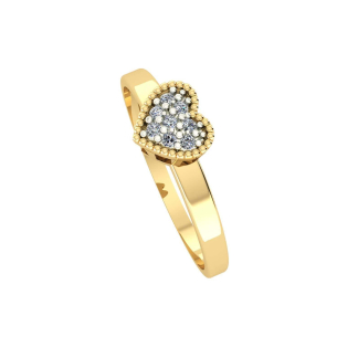 Anel de Coração com Diamante Ouro 18k