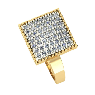 Anel Chuveiro Quadrado Ouro 18k