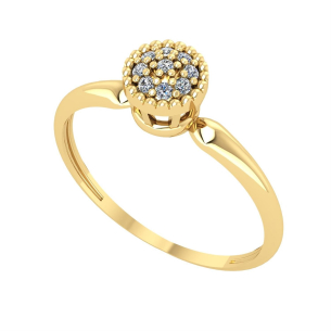 Anel Chuveiro Redondo Pequeno com Diamante Ouro 18k