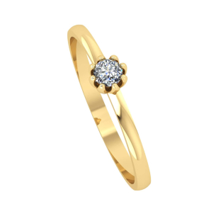 Anel Solitário Oito Garras com Zircônia 3mm Ouro 18k