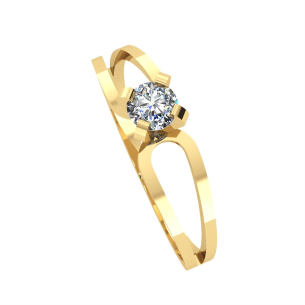 Anel Solitário Aro Duplo 4mm Ouro 18k