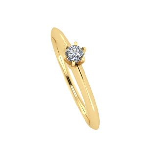 Anel Solitário com Diamante 3mm Aro Liso Ouro 18k