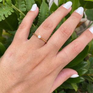 Anel Solitário com Diamante Natural 3.2mm Ouro 18k