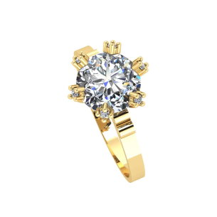 Anel Solitário de Zircônia 8mm Ouro 18k