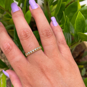 Anel Quadradinhos e Bolinhas com Zircõnia Ouro 18k